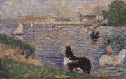 Georges Seurat Horses in the Seine oil painting picture wholesale